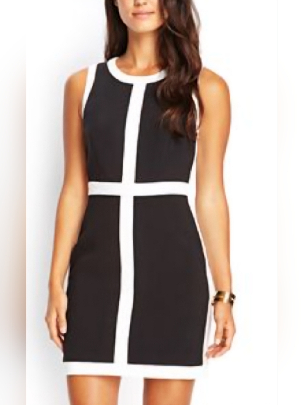 NWT Forever 21 Black White Trim Sleeveless Sheath Bodycon Dress Medium M New